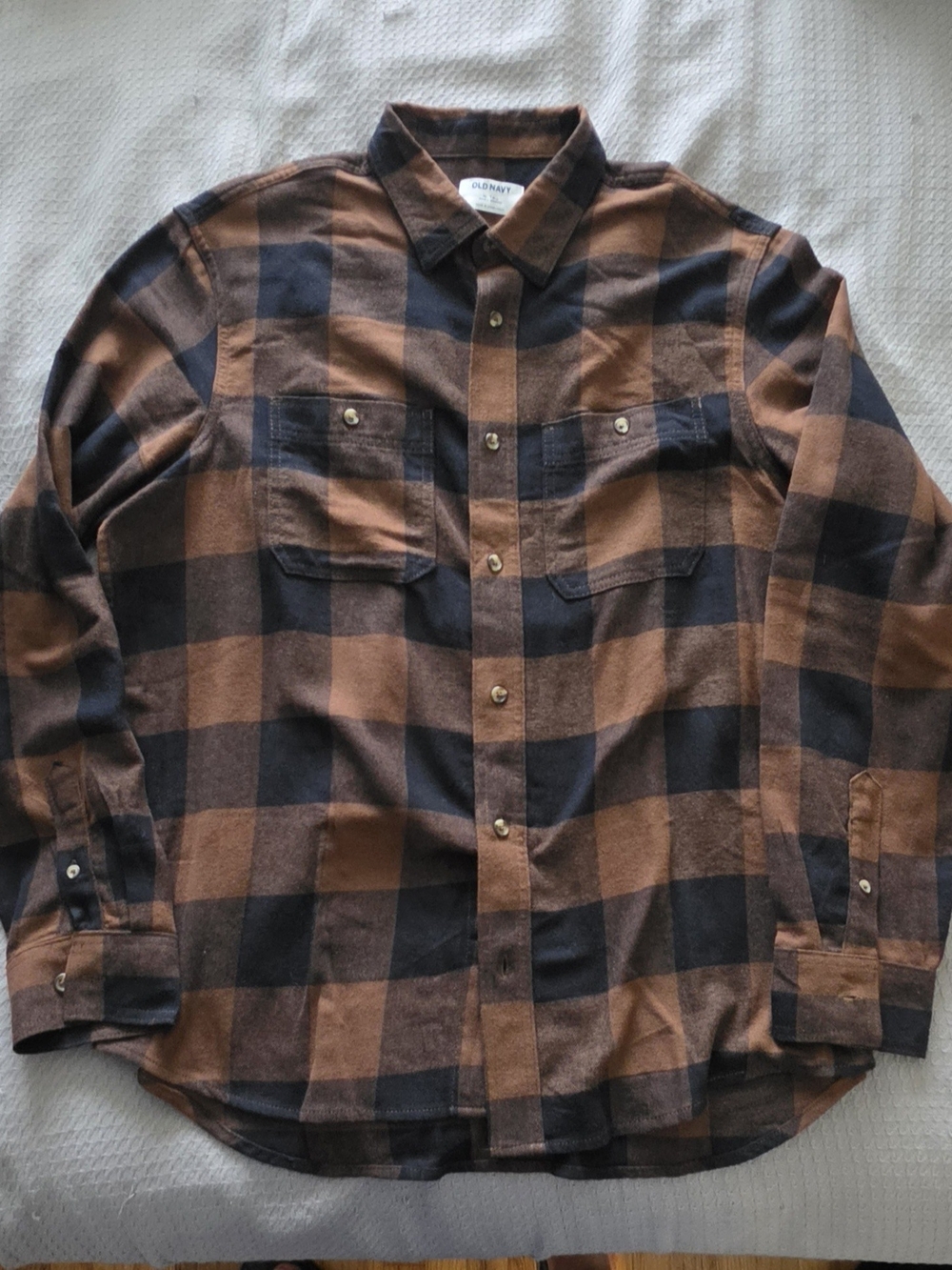 Old Navy Brown and Black Buffalo Plaid Button-Down Shirt